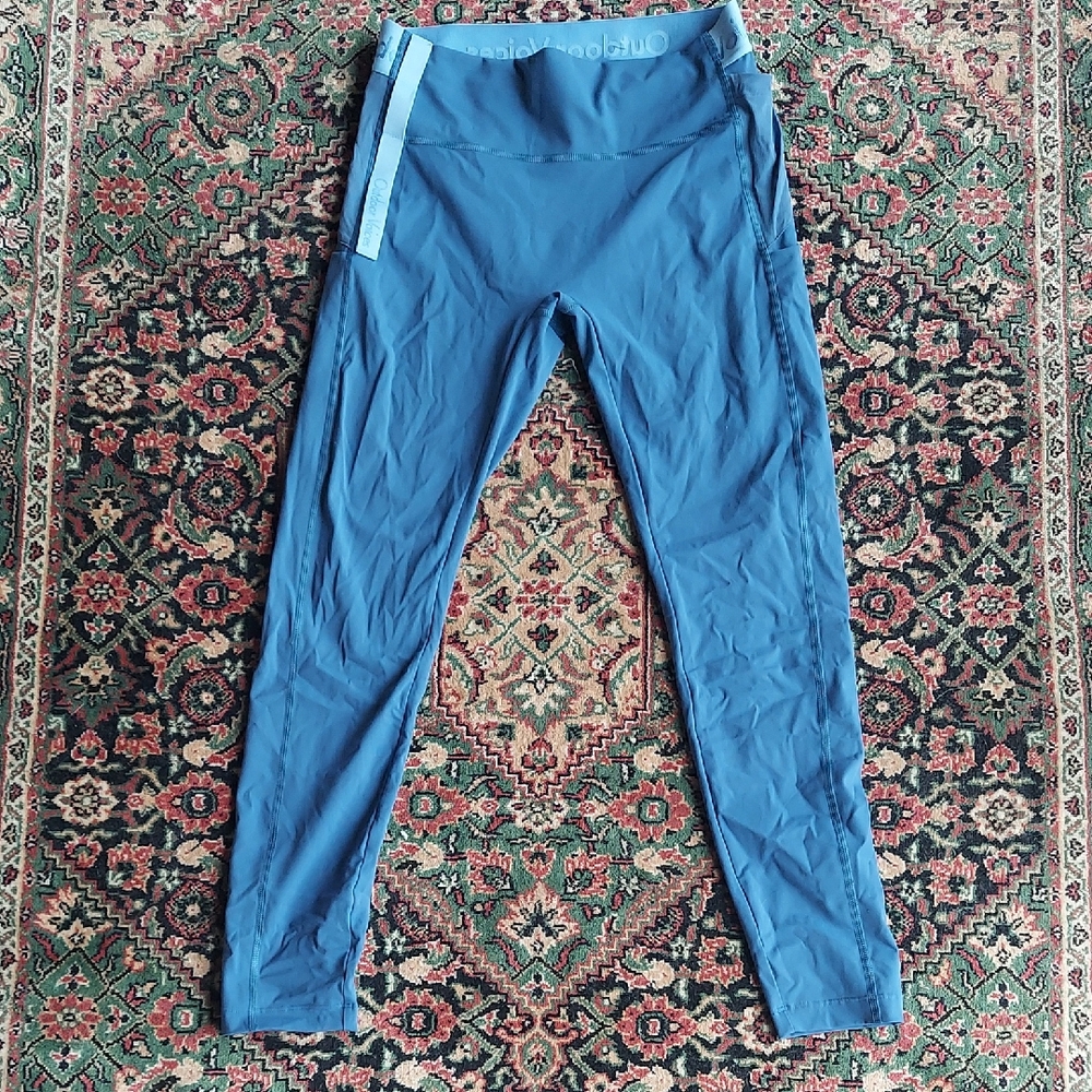 Outdoor Voices Teal Tech Leggings  "Snacks" 7/8